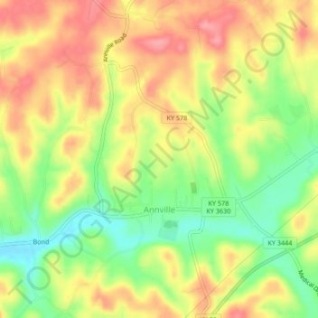 Annville topographic map, elevation, terrain