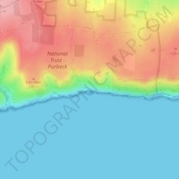 Dancing Ledge topographic map, elevation, terrain