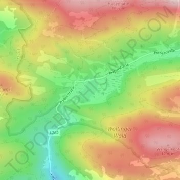 Prebersee topographic map, elevation, terrain