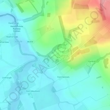 Ford Castle topographic map, elevation, terrain