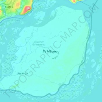 Île MBamou topographic map, elevation, terrain