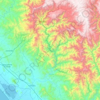 Rio Baluarte topographic map, elevation, terrain