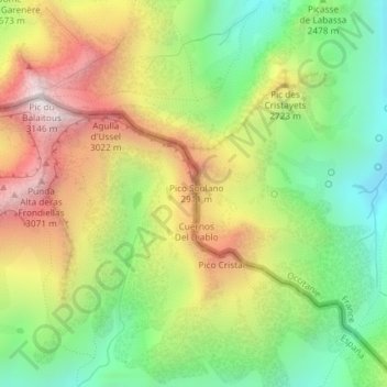 Cresta del Diablo topographic map, elevation, terrain