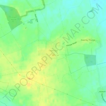 Ewerby topographic map, elevation, terrain