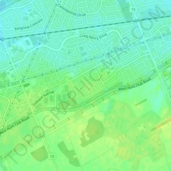Roundhay Park topographic map, elevation, terrain
