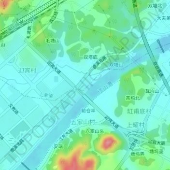 双塔底 topographic map, elevation, terrain