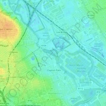 Middlesex Filter Beds Nature Reserve topographic map, elevation, terrain