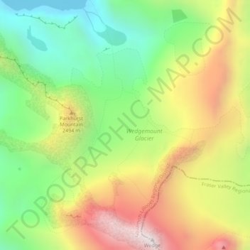 Wedgemount Glacier topographic map, elevation, terrain