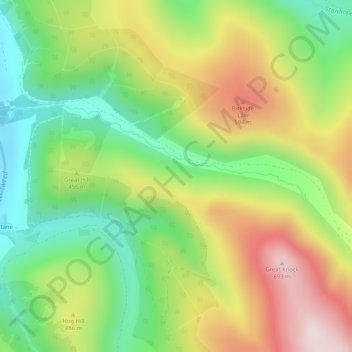 Polmood Burn topographic map, elevation, terrain