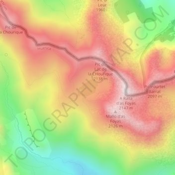 Ibón de Acherito topographic map, elevation, terrain