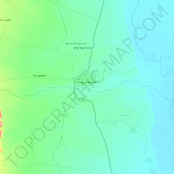 Sanghar topographic map, elevation, terrain