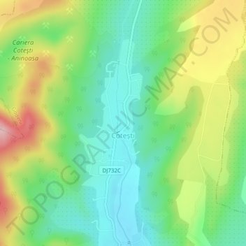 Cotești topographic map, elevation, terrain