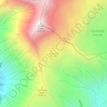 Diamond Glacier topographic map, elevation, terrain