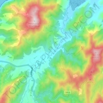 Wakapuaka River topographic map, elevation, terrain