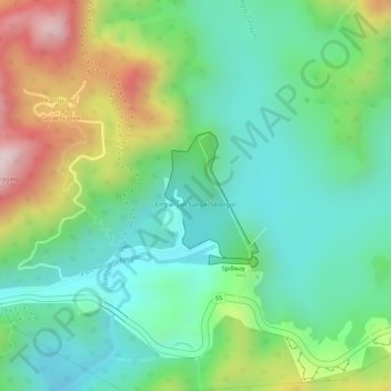 Sungai Selangor Dam (SSD) topographic map, elevation, terrain