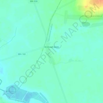 Zelyonyi Shlyakh topographic map, elevation, terrain