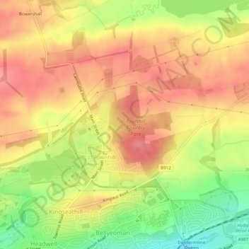 Townhill Wood topographic map, elevation, terrain