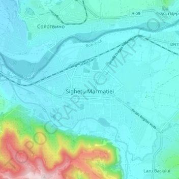 Sighetu Marmatiei topographic map, elevation, terrain