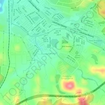 Sungai Pajam topographic map, elevation, terrain