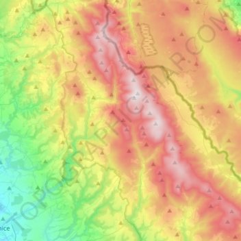 Orlické Mountains topographic map, elevation, terrain