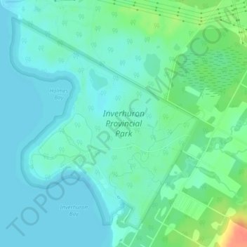 Inverhuron Provincial Park topographic map, elevation, terrain