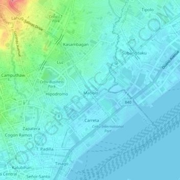 Mabolo Cebu City Map Mabolo Topographic Map, Elevation, Relief