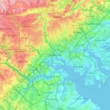 Elevation Map Of Maryland Baltimore Topographic Map, Elevation, Relief