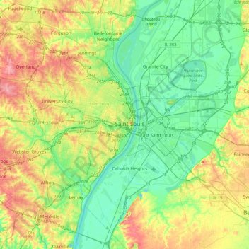 Elevation Map Of St Louis Mo Saint Louis Topographic Map, Elevation, Relief