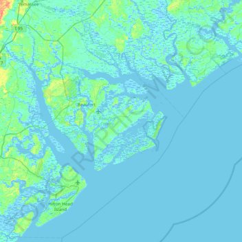 St Helena Island Sc Map Saint Helena Island Topographic Map, Elevation, Relief