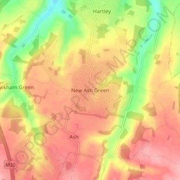 New Ash Green Map New Ash Green Topographic Map, Elevation, Relief