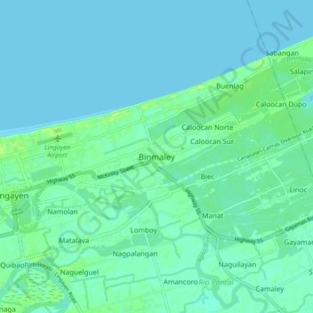 Map Of Binmaley Pangasinan Binmaley Topographic Map, Elevation, Relief