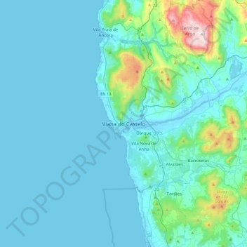 Viana Do Castelo Map Viana Do Castelo Topographic Map, Elevation, Relief