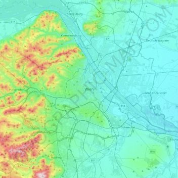 Vienna Topographic Map Elevation Relief