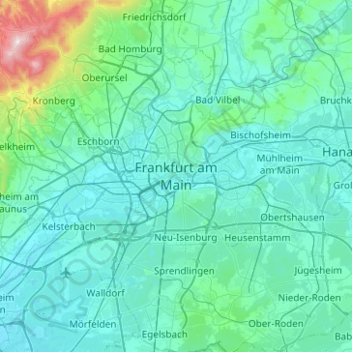 Frankfurt Am Main Topographic Map Elevation Relief