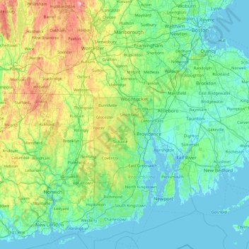 Rhode Island Elevation Map Providence Topographic Map, Elevation, Relief