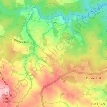 Far Forest topographic map, elevation, relief