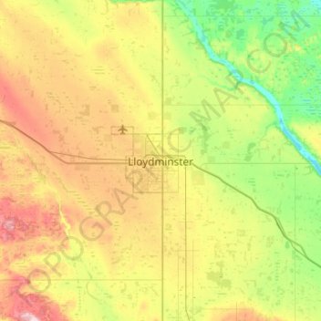 Map Of Lloydminster Alberta Lloydminster Topographic Map, Elevation, Relief