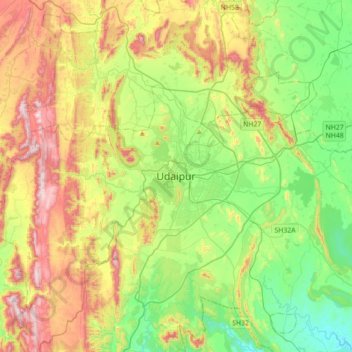 Topographic Map Of Rajasthan Udaipur Topographic Map, Elevation, Relief