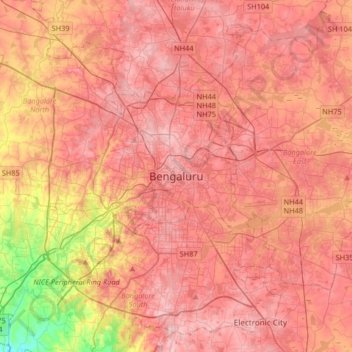 Topographic Map Of Bangalore Bangalore Topographic Map, Elevation, Relief