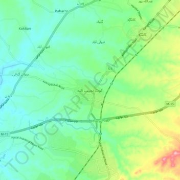 Kot Najibullah topographic map, elevation, relief