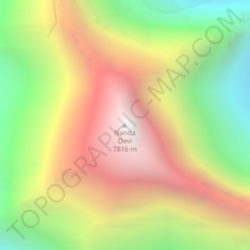 Nanda Devi Topographic Map Elevation Relief