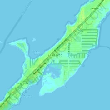 Key Largo topographic map, elevation, relief