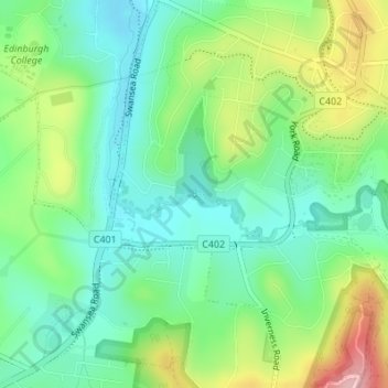 Horseshoe Falls topographic map, elevation, relief