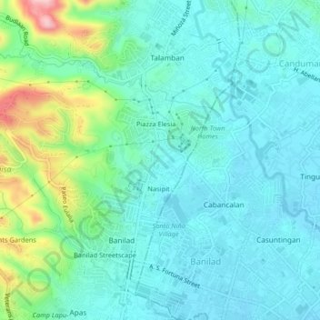 Bacayan Talamban Cebu Map Talamban Topographic Map, Elevation, Relief