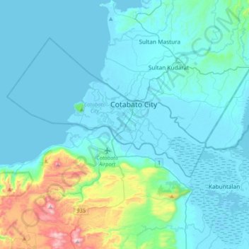 Map Of Cotabato City Cotabato City Topographic Map, Elevation, Relief