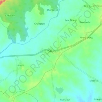 Saoli topographic map, elevation, relief