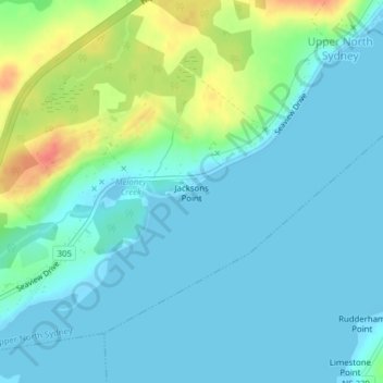 Jacksons Point topographic map, elevation, relief