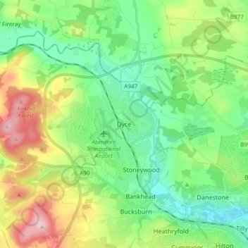 Map Of Dyce Aberdeen Dyce Topographic Map, Elevation, Relief