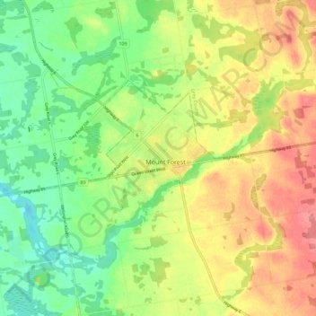 Mount Forest Ontario Map Mount Forest Topographic Map, Elevation, Relief
