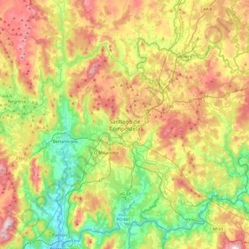 Santiago De Compostela Topographic Map Elevation Relief